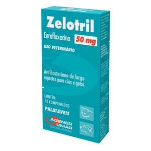 Zelotril 50mg Antibacteriano para Cães e Gatos 12 comprimidos