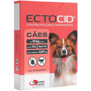 Ectocid Spot On Cães até 10kg Antipulgas e Carrapatos 1 pipeta