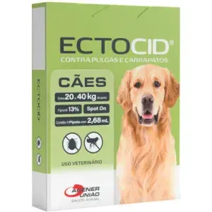 Ectocid Spot On Cães de 20 a 40kg Antipulgas e Carrapatos 1 pipeta
