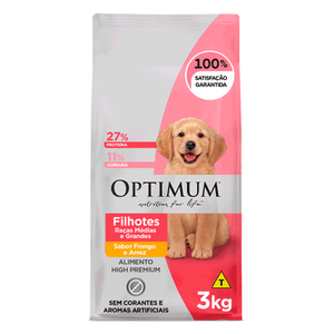 Optimum Cães Filhotes Raças Médias e Grandes Frango e Arroz