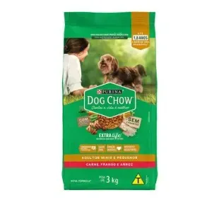 Dog Chow Cães Adultos Minis e Pequenos Carne, Frango e Arroz