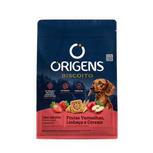 Origens Biscoito Adulto Pequeno Porte Linhaça e Frutas Vermelhas